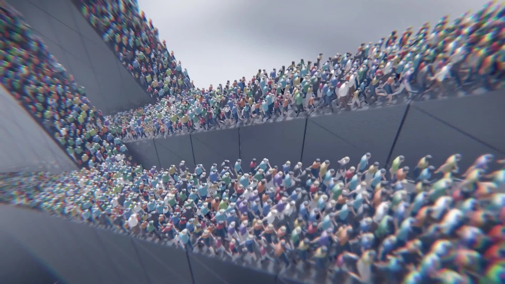 Люди прут как лемминги в игре Humanity