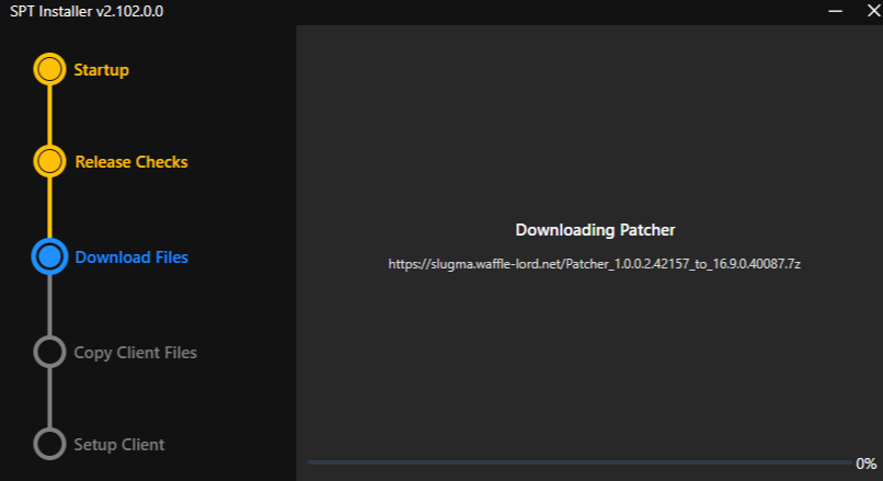 SPT Installer Downloading Patcher 0%
