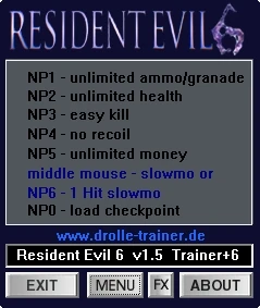 Resident Evil 6: Трейнер/Trainer (+6) [1.5] {dR.oLLe}