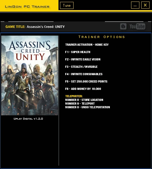 Assassin's Creed ~ Unity: Трейнер/Trainer (+8) [1.2.0] {LinGon}