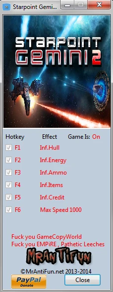 Starpoint Gemini 2: Трейнер/Trainer (+6) [1.2001: "B" Version] {MrAntiFun}
