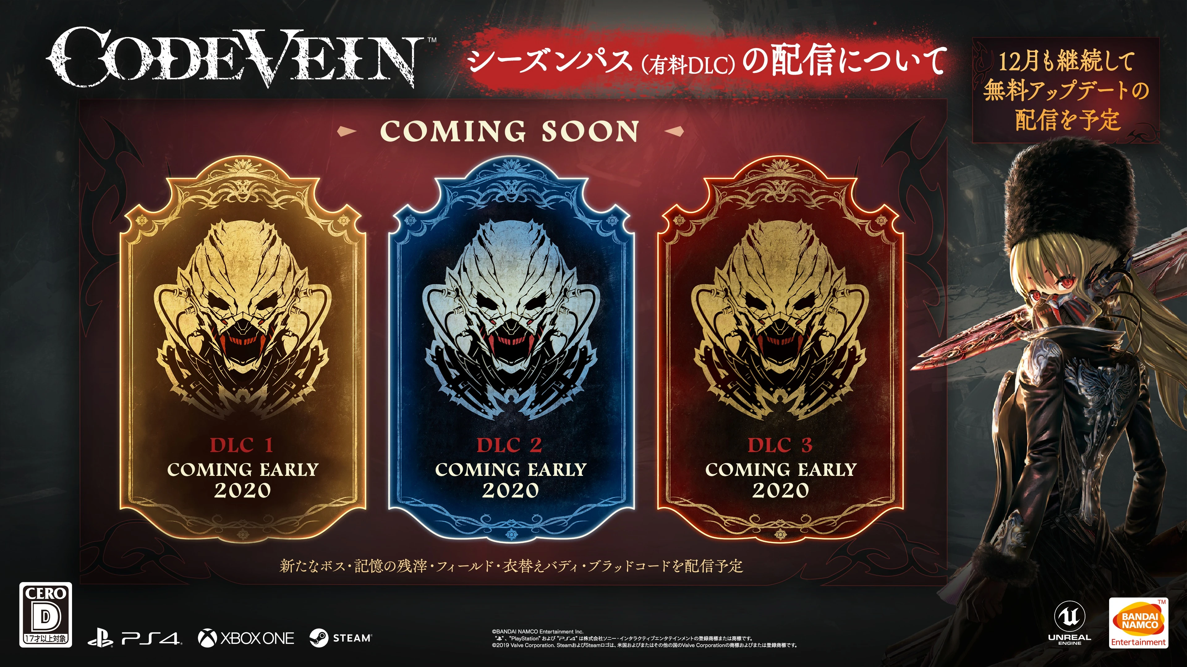 Новые DLC входящие в Season Pass в Code Vein выйдут в начале 2020 года