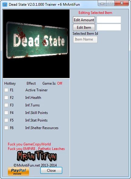 Dead State: Трейнер/Trainer (+6) [2.0.1.000] {MrAntiFun}