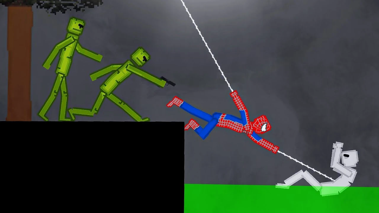 Человек-паук спасает людей из кислотного моря в People Playground