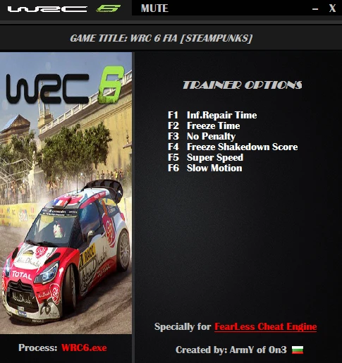 WRC 6 FIA World Rally Championship: Трейнер/Trainer (+6) [1.0] {ArmY of 0n3}