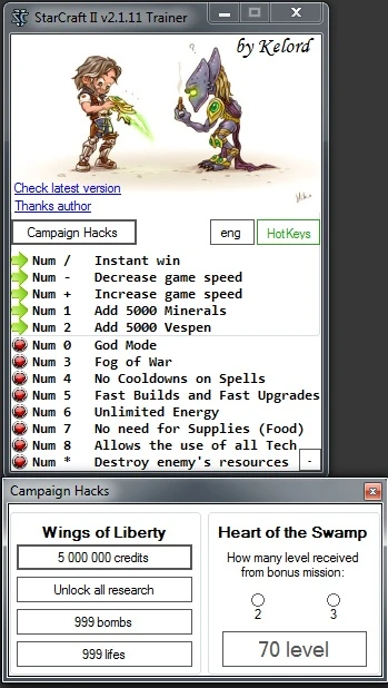 StarCraft 2: Wings of Liberty: Трейнер/Trainer (+17) [2.1.11] {Kelord}