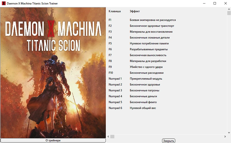 Daemon X Machina Titanic Scion "Трейнер +16 (1.2.2) " [UPD: 29.12.2025] {xX_Morda_Xx}