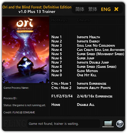 Ori and the Blind Forest: Definitive Edition: Трейнер/Trainer (+13) [1.00] {FLiNG}