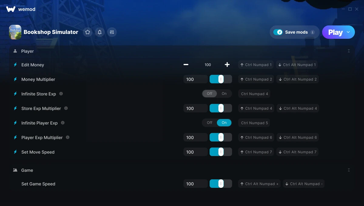 Bookshop Simulator "Трейнер +8 от WeMod: Редактор игрока и скорости"