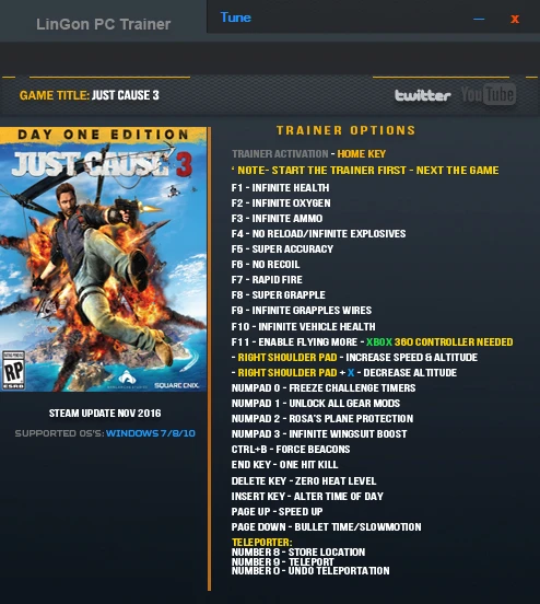 Just Cause 3: Трейнер/Trainer (+24) [Update: Nov 2016] {LinGon}