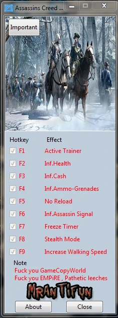Assassin's Creed 3: Трейнер/Trainer (+8) [1.0.2] {MrAntiFun}