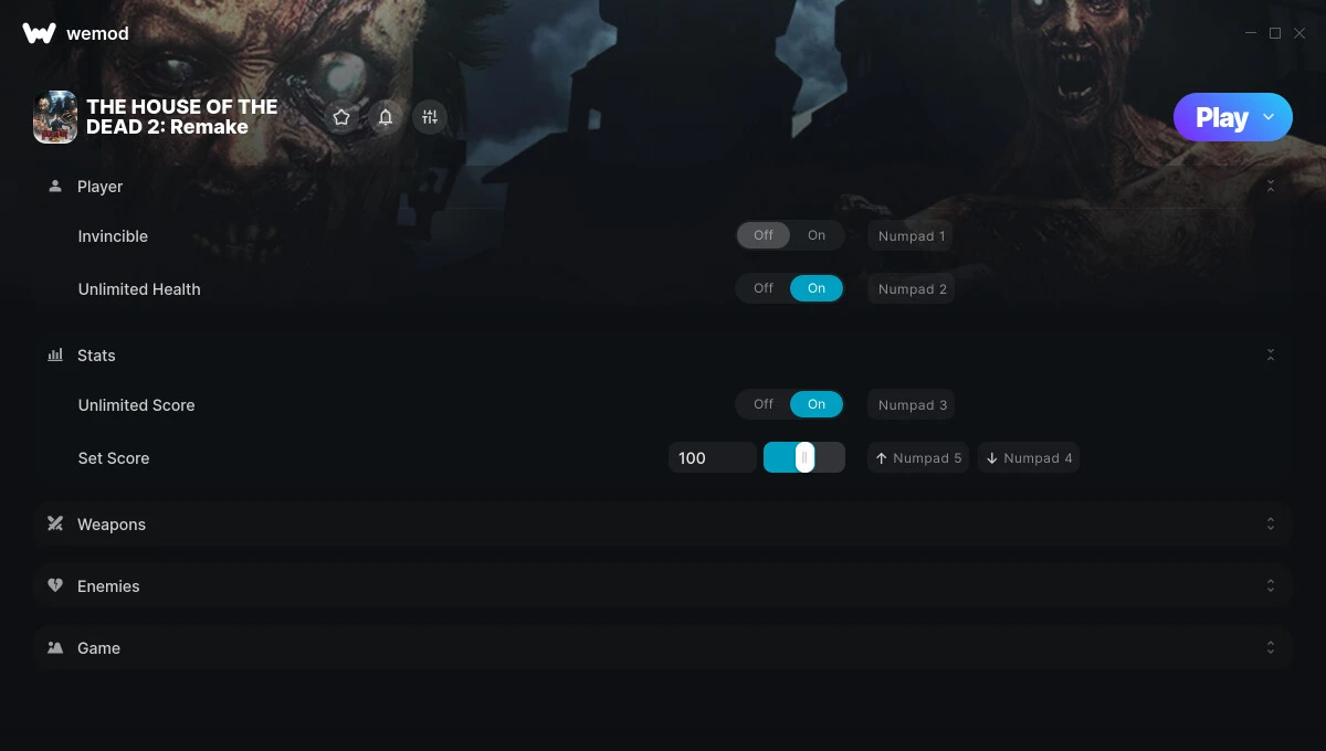The House of the Dead 2 Remake "Трейнер +7: Здоровье, очки, супер урон" {STiNGERR / WeMod}
