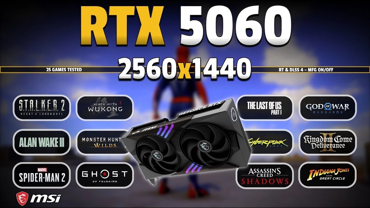 Cyberpunk 2077, Starfield, Assassin's Creed Shadows и другие - RTX 5060 в 1440p с DLSS 4 и трассировкой