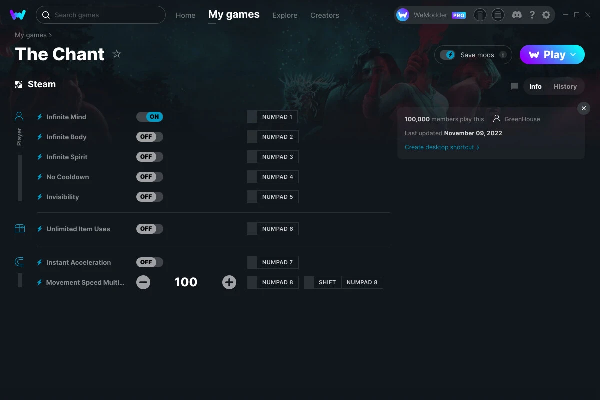 The Chant "Трейнер +8" [UPD: 09.11.2022] {GreenHouse / WeMod}
