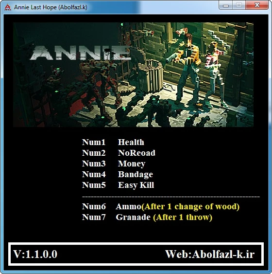 ANNIE: Last Hope: Трейнер/Trainer (+7) [1.1.0.0/64bit] {Abolfazl.k}