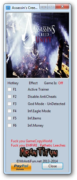 Assassin's Creed: Unity: Трейнер/Trainer (+5) [1.1] {MrAntiFun}