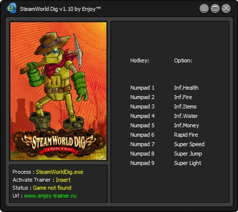 SteamWorld Dig: Трейнер/Trainer [v1.10] {Enjoy / ENJ}