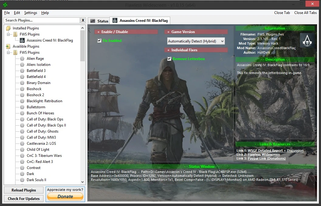 Assassin's Creed 4: Black Flag "Удаление чёрных полос"
