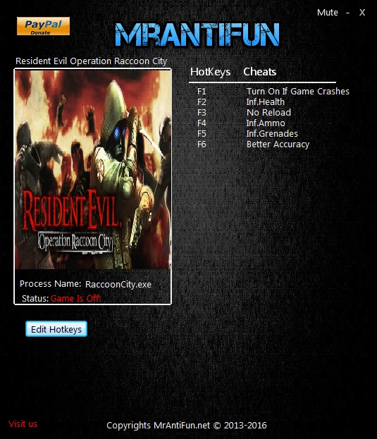 Resident Evil: Operation Raccoon City: Трейнер/Trainer (+3) [1.2.1803.136] {MrAntiFun}