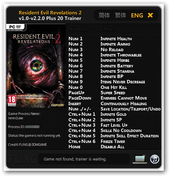 Resident Evil: Revelations 2 ~ Episode 1-4: Трейнер/Trainer (+20) [1.0 - 2.2.0] {FLiNG}