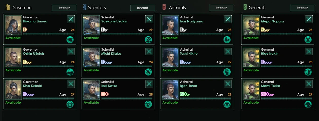 Stellaris "Simple Leader Skill Icons"