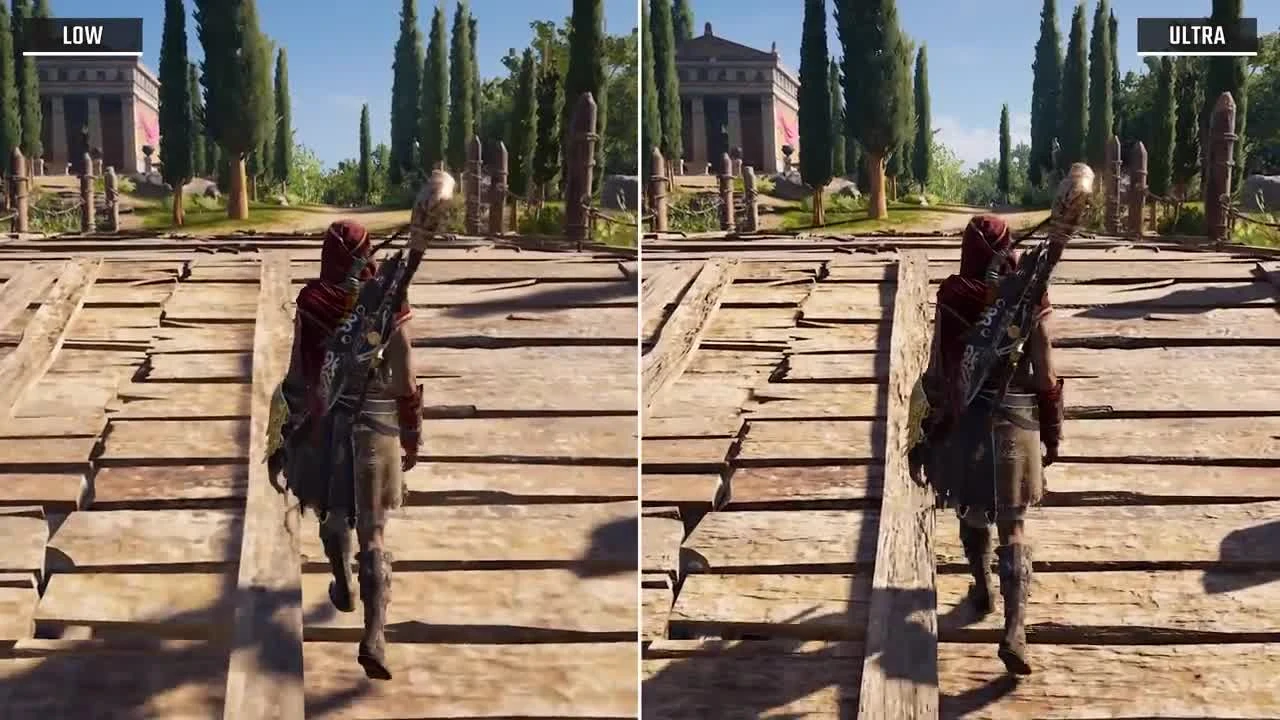 Assassin's Creed: Odyssey - Сравнение настроек графики Low vs. Ultra