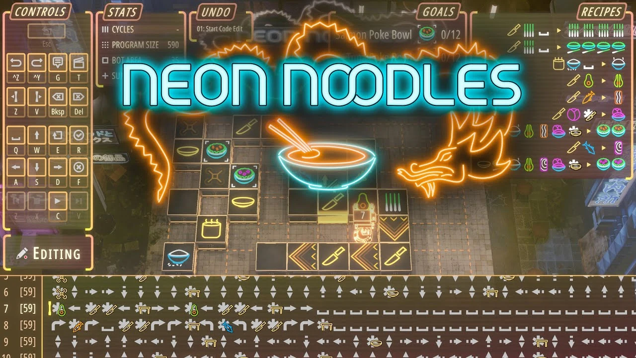 Полная версия игры про автоматизацию кухни в стиле киберпанк Neon Noodles появится на ПК 3 августа