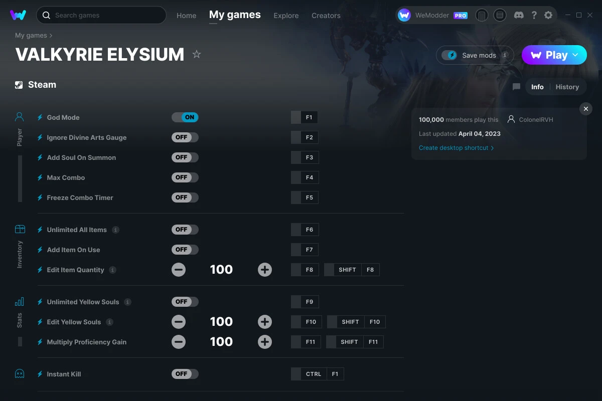 Valkyrie Elysium "Трейнер +15" [UPD: 04.04.2023] {ColonelRVH / WeMod}