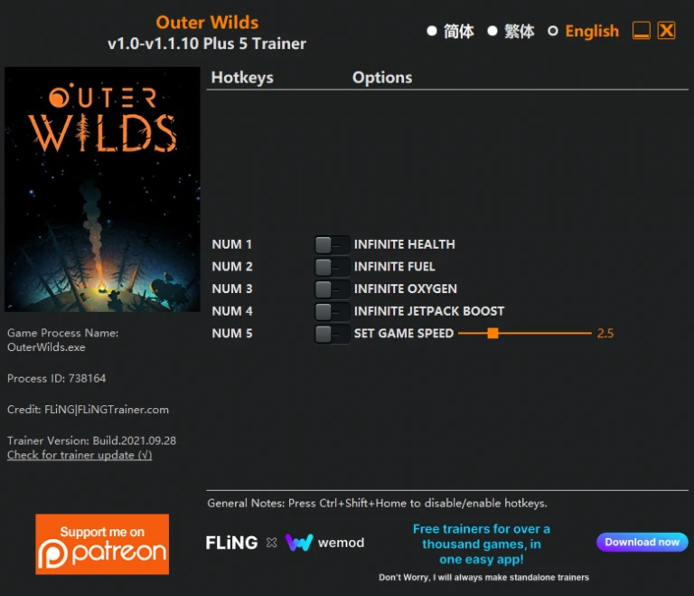 Outer Wilds: Трейнер/Trainer (+5) [1.0 -1.10] {FLiNG}