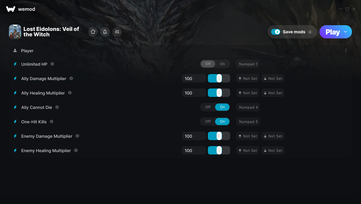 Lost Eidolons: Veil of the Witch "Трейнер +7 от WeMod: Редактор здоровья и урона"