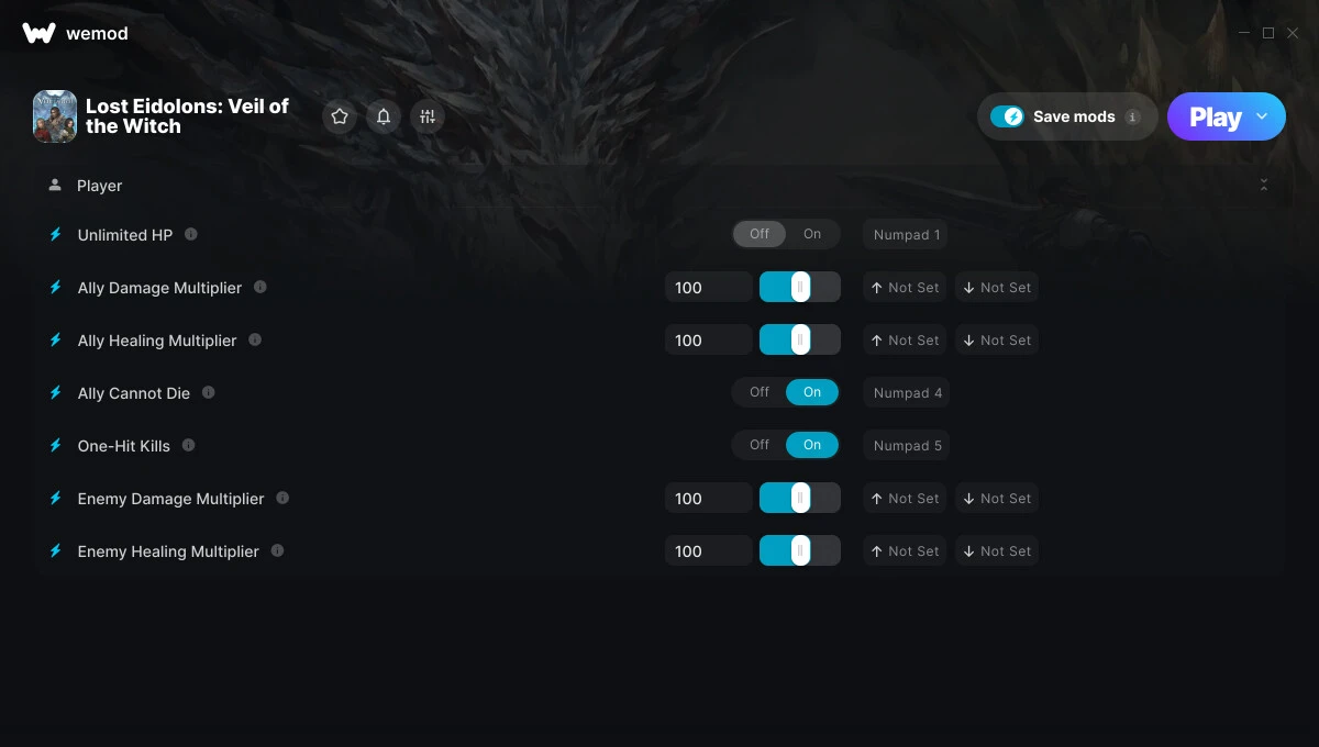 Lost Eidolons: Veil of the Witch "Трейнер +7 от WeMod: Редактор здоровья и урона"