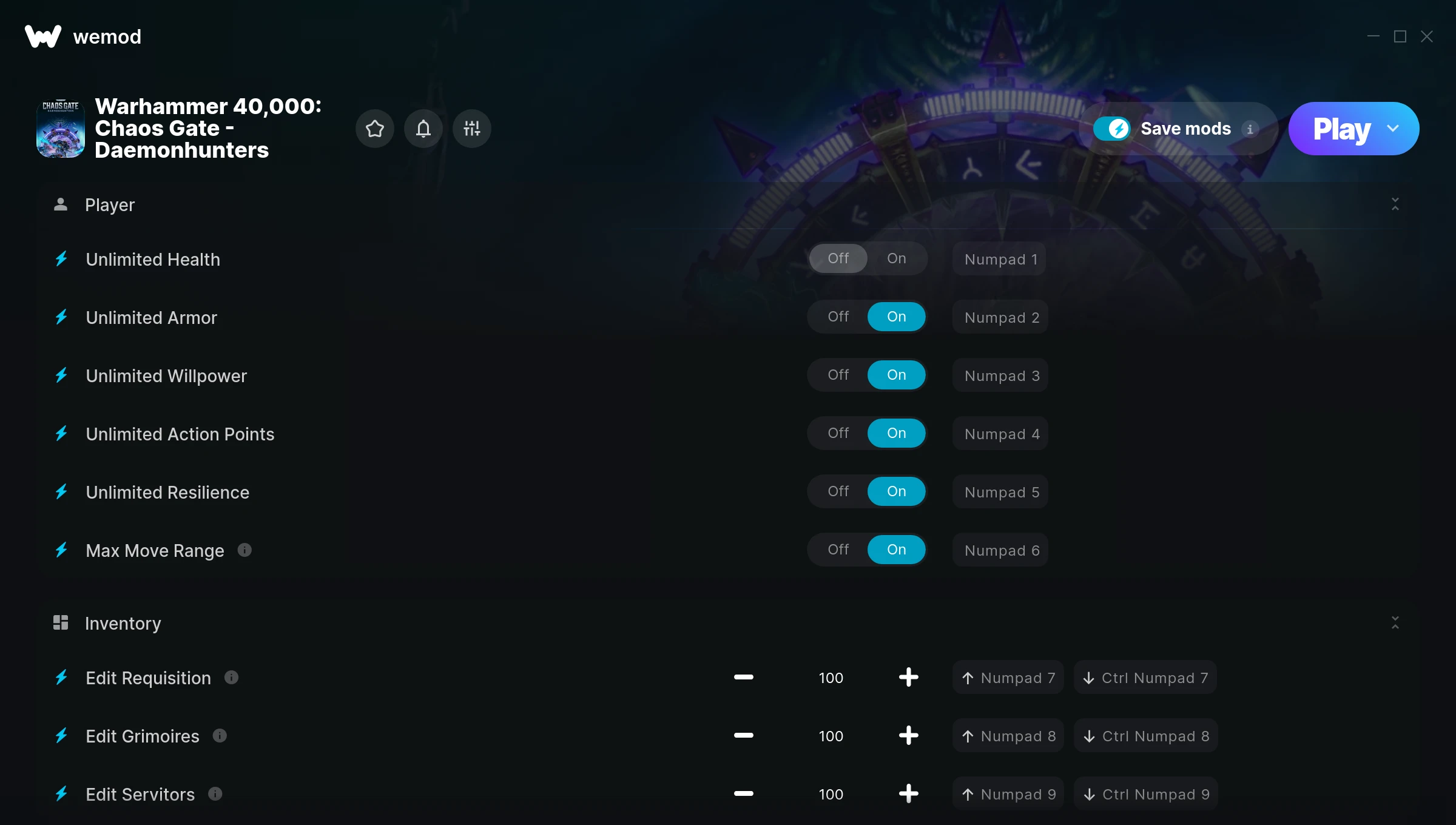Warhammer 40.000: Chaos Gate - Daemonhunters "Трейнер +17" [UPD: 11.02.2025] {FLiNG / WeMod}