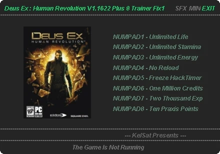 Deus Ex - Human Revolution: Трейнер (+8) [1.1622 - FIX 1] {KelSat}