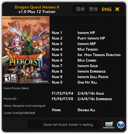 Dragon Quest Heroes II: Трейнер/Trainer (+12) [1.0] {FLiNG}
