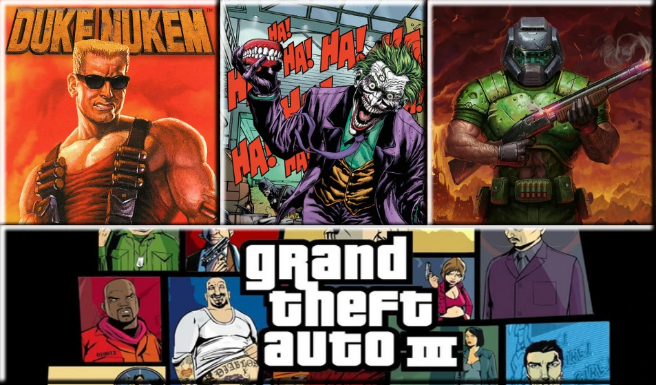 Grand Theft Auto 3 "Пак скинов Nukem, Doom и Joker"