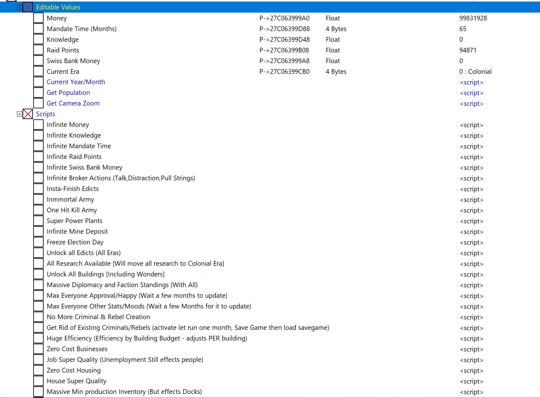 Tropico 6: Таблица для Cheat Engine [UPD: 11.07.2020] {tfigment}