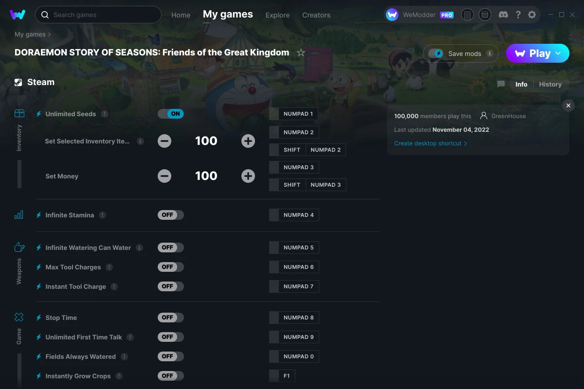 Doraemon Story of Seasons Friends of the Great Kingdom "Трейнер +25" [UPD: 04.11.2022] {GreenHouse / WeMod}