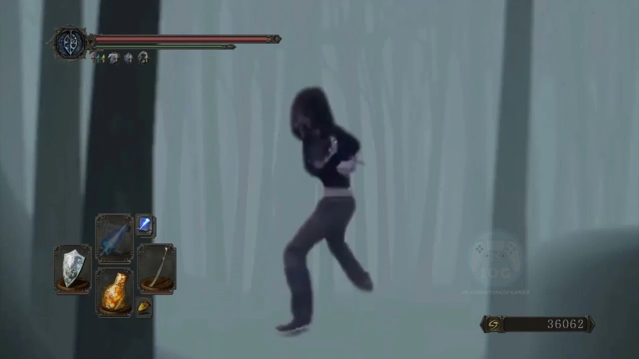 POV: Ты вождь Венгарл из Dark Souls II и смотришь, как Проклятый сражается с невидимыми существами в Тёмнолесье