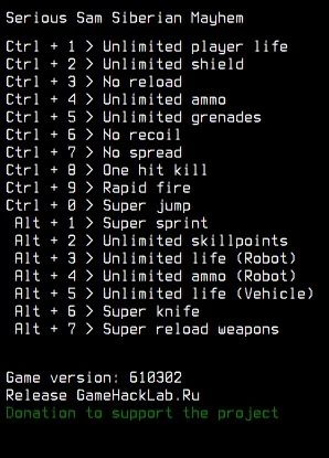Serious Sam Siberian Mayhem Трейнер/Trainer (+17) [610302] {LIRW / GHL}