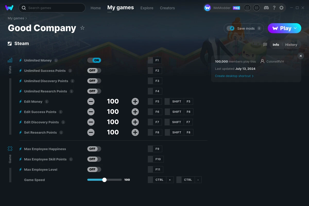 Good Company "Трейнер +12" [UPD: 13.07.2024] {ColonelRVH / WeMod}