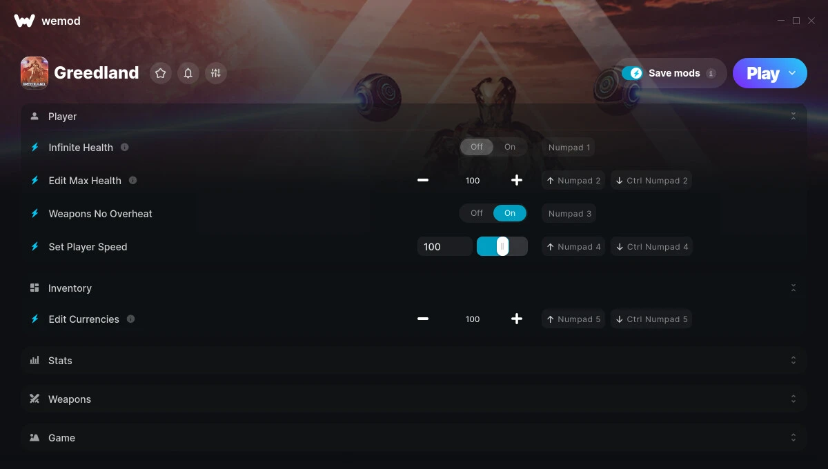 Greedland "Трейнер +12 от WeMod: Неуязвимость, деньги, скорость и пр"