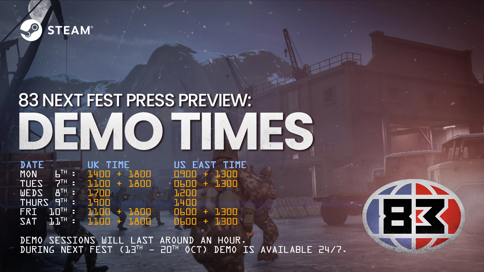 Тактический шутер '83 участвует в Steam Next Fest - вышла бесплатная демоверсия