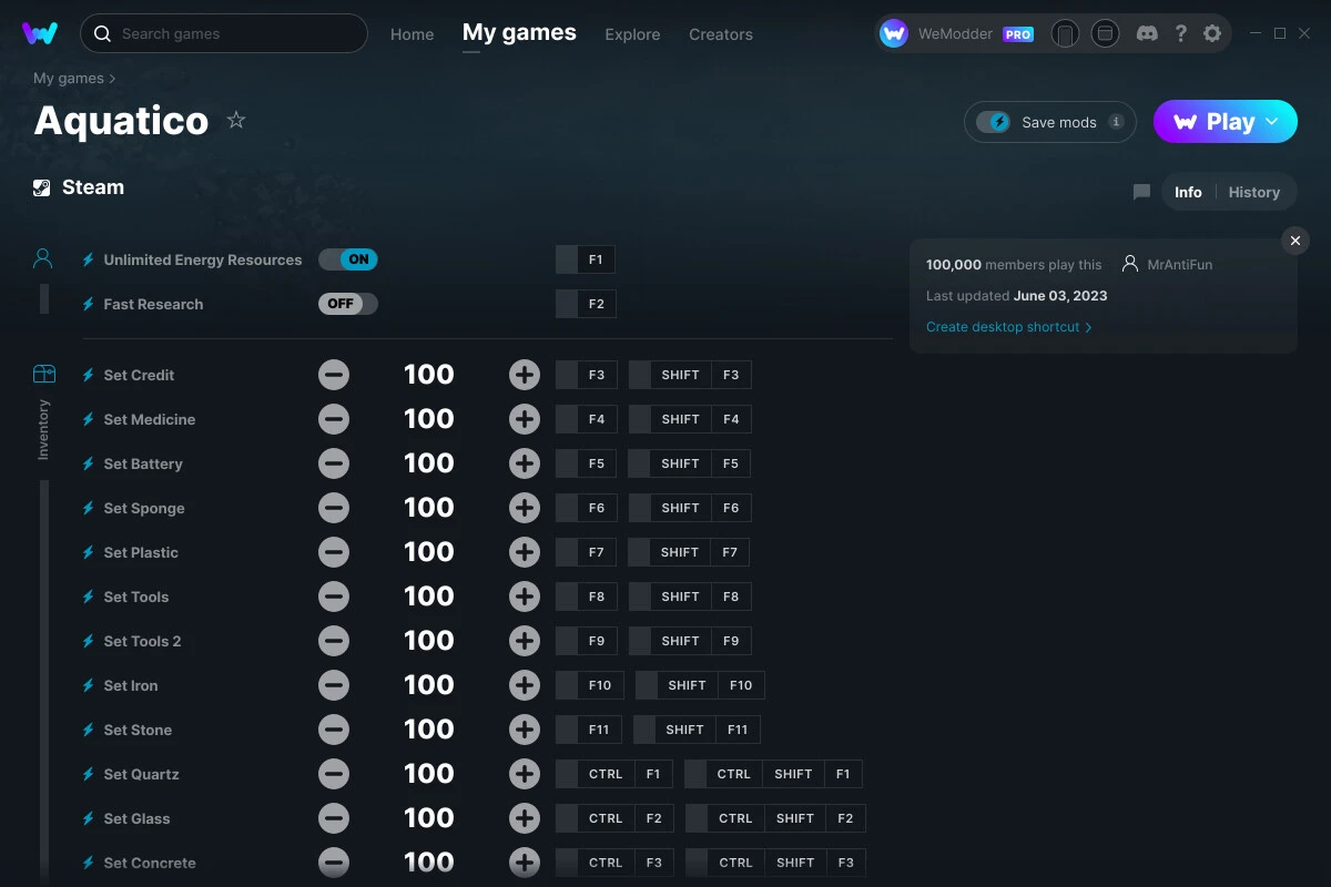 Aquatico "Трейнер +28" [UPD: 03.06.2023] {MrAntiFun / WeMod}