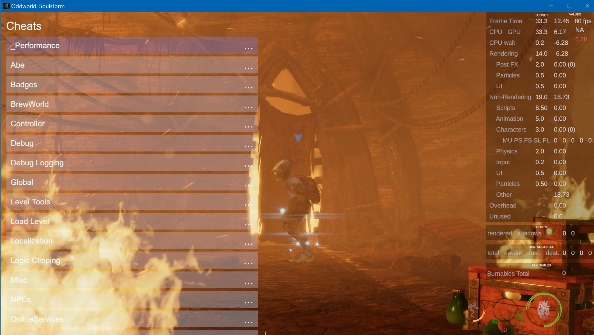Oddworld: Soulstorm "Меню отладки"