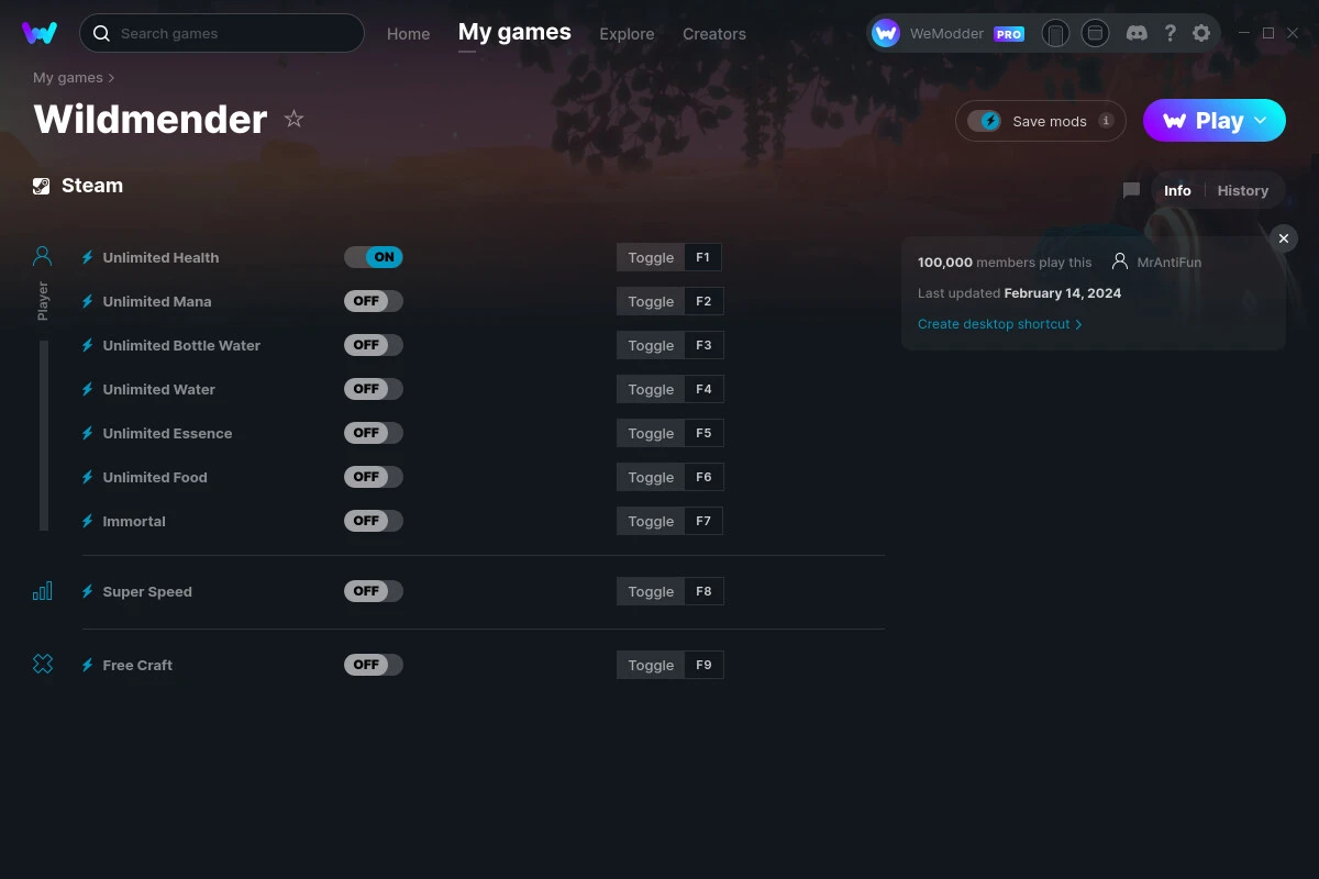 Wildmender "Трейнер +9" [UPD: 14.02.2024] {MrAntiFun / WeMod}