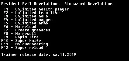 Resident Evil: Revelations: Трейнер/Trainer (+12) [STEAM] {LIRW / GHL}