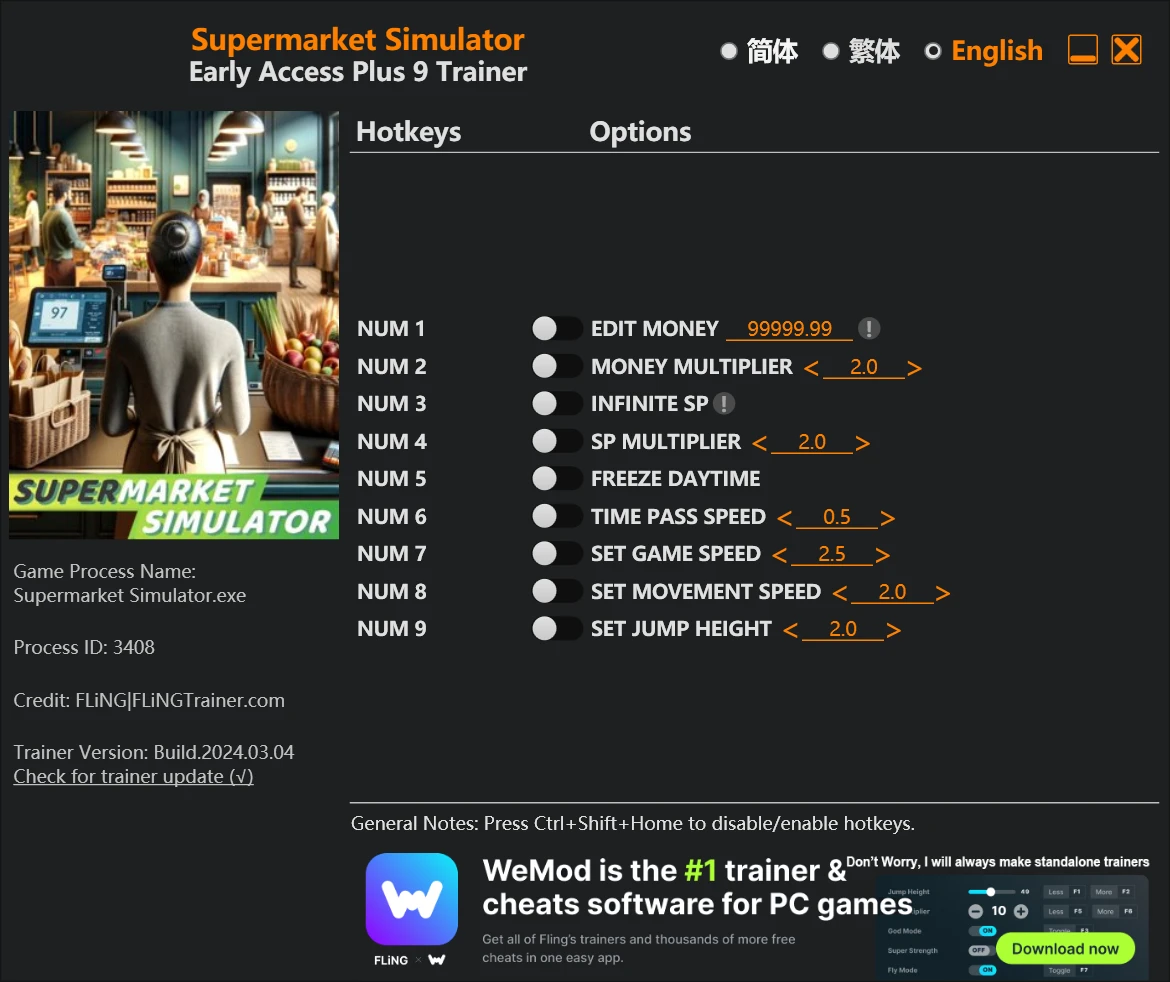Supermarket Simulator "Трейнер +9" [UPD: 04.03.2024] {FLiNG}