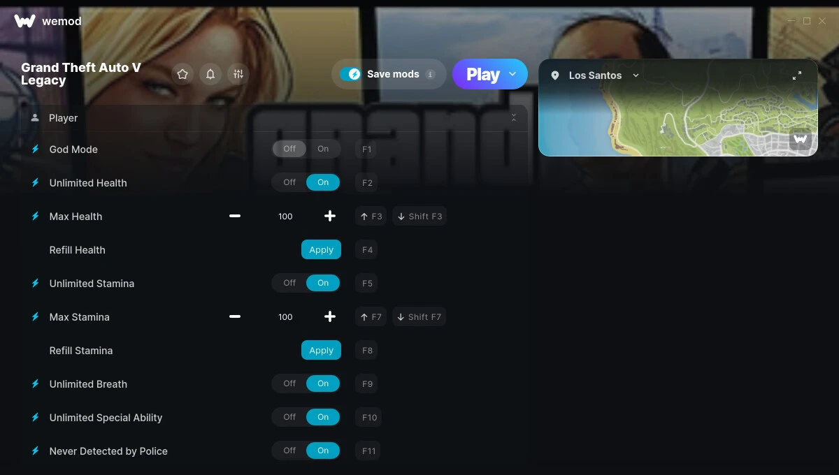 Grand Theft Auto 5 Legacy "Трейнер +25" [UPD: 30.05.2025] {MrAntiFun / WeMod}