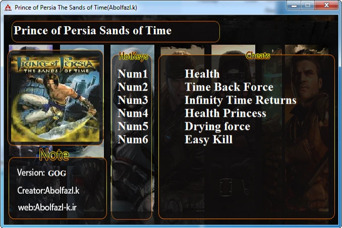 Prince of Persia: The Sads of Time: Трейнер/Trainer (+6) [1.0 (GOG)] {Abolfazl.k}