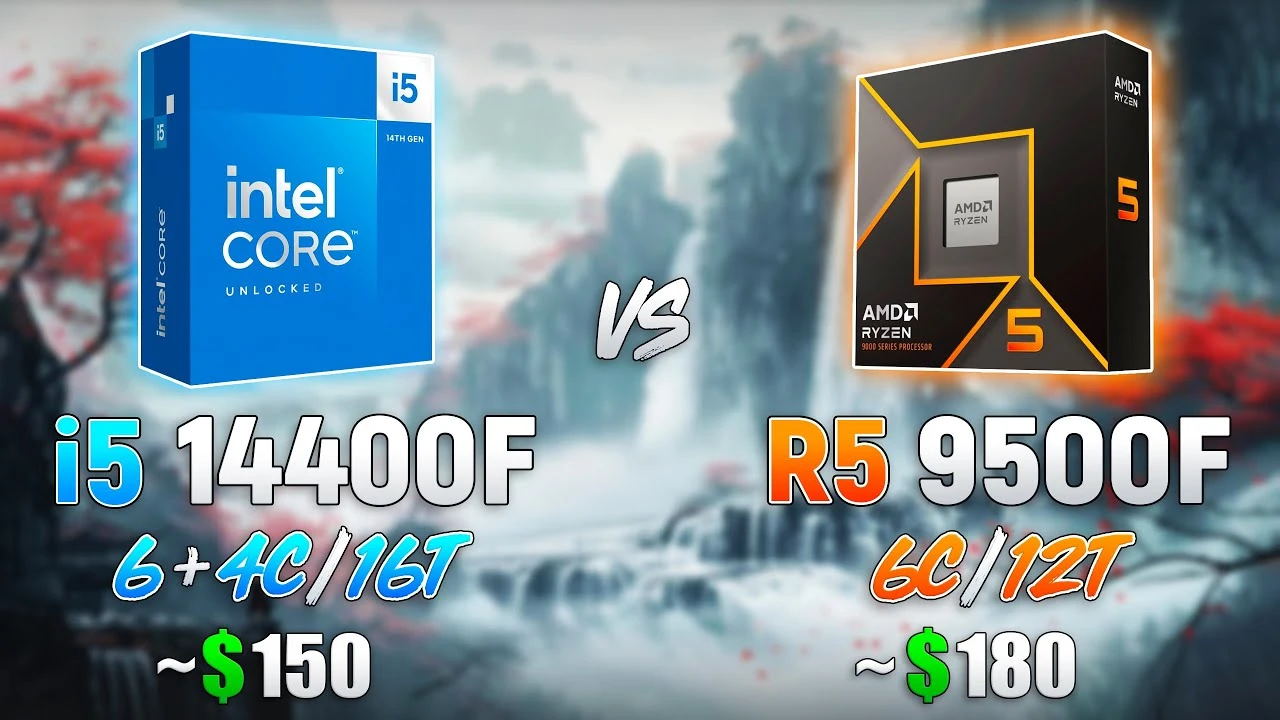 Какой процессор лучше для игр? AMD Ryzen 5 9500F сравнили с Intel Core i5-14400F в 10 играх